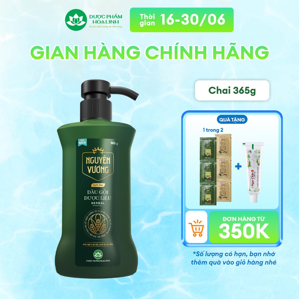Dầu gội dược liệu Nguyên Vương lịch lãm dành cho nam chai 365g KM 35g - Dành cho tóc nam giới khô xơ, hư tổn