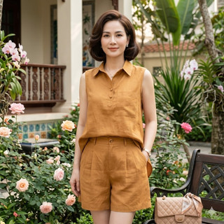 Set Thô Đũi Mềm Áo Ba Lỗ Cổ Bẻ Kèm Quần Đùi – Đồ Mặc Nhà Nữ Mát Mịn, Rộng Rãi, Thoải Mái, Form Đẹp - Anh Thư Shop (AT36)