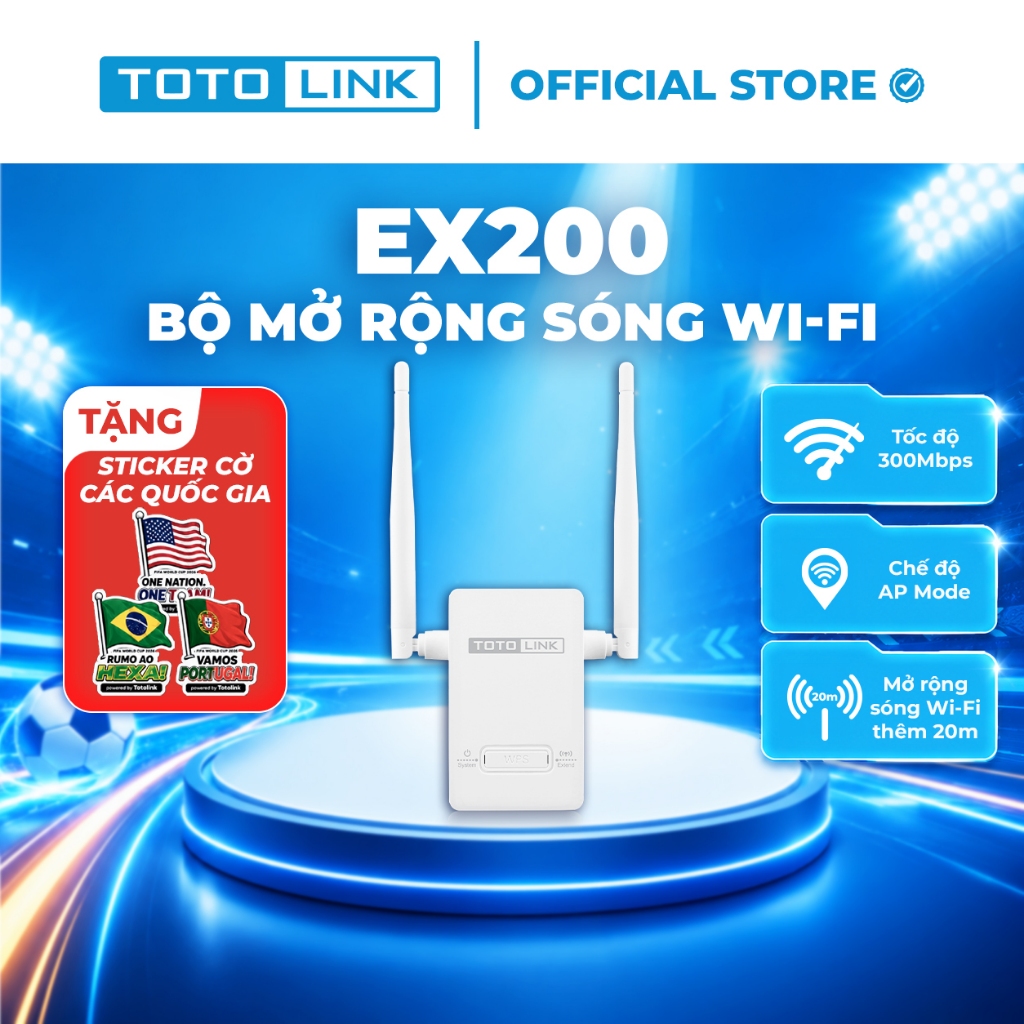 [Hoả Tốc]Bộ Kích Sóng Wifi Repeater Chuẩn N 300MBPS Totolink EX200 -Tăng Cường Tín Hiệu Wifi, Giải Quyết Vấn Đề Mất Sóng