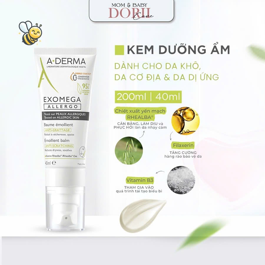 A-Derma kem Dưỡng Ẩm Chuyên Biệt Dành Cho Da Khô, Da Cơ Địa & Dị Ứng Exomega Allergo Emollient Balm