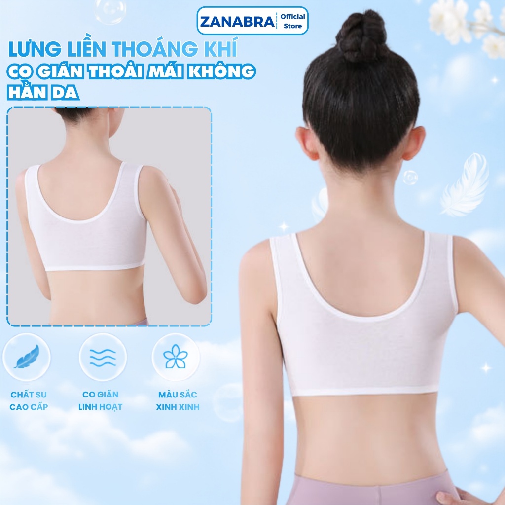 [ Xả Hàng ] Áo Ngực Học Sinh Cotton Mịn Không Xù Lông - Áo Lá Bé Gái Phối Màu Pastel Tươi Sáng ZANABRA A757