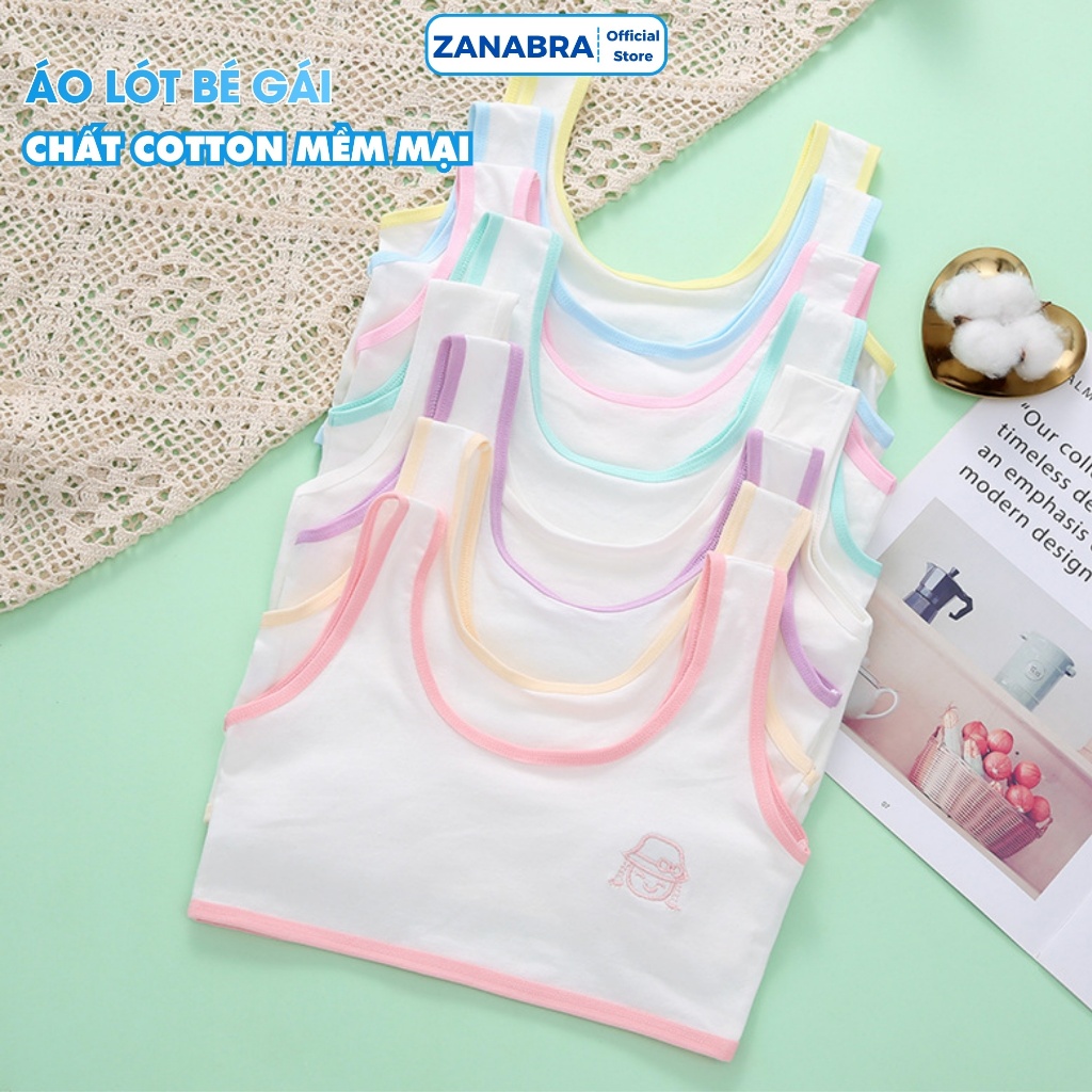 [ Xả Hàng ] Áo Ngực Học Sinh Cotton Mịn Không Xù Lông - Áo Lá Bé Gái Phối Màu Pastel Tươi Sáng ZANABRA A757