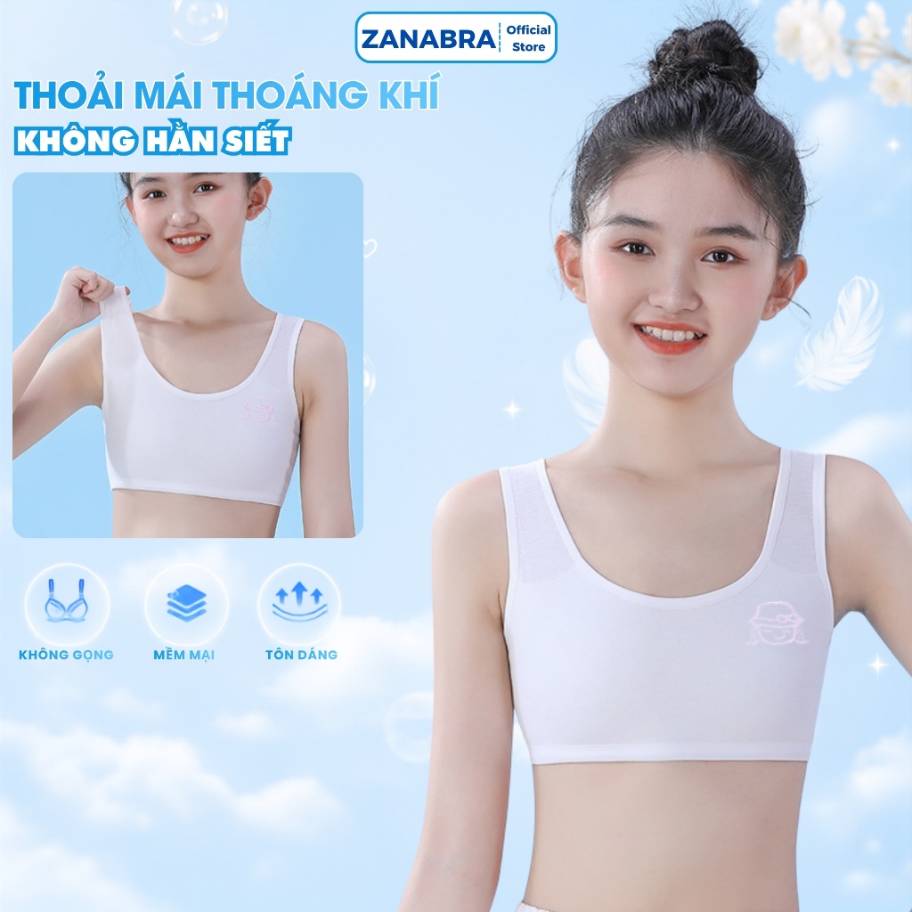 [ Xả Hàng ] Áo Ngực Học Sinh Cotton Mịn Không Xù Lông - Áo Lá Bé Gái Phối Màu Pastel Tươi Sáng ZANABRA A757