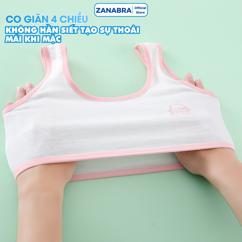 [ Xả Hàng ] Áo Ngực Học Sinh Cotton Mịn Không Xù Lông - Áo Lá Bé Gái Phối Màu Pastel Tươi Sáng ZANABRA A757