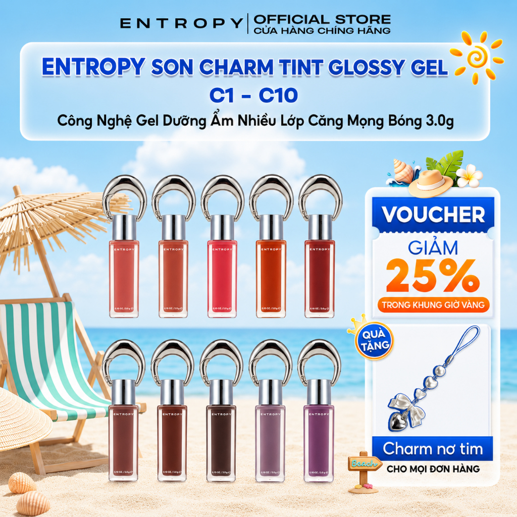 Entropy Son Charm Tint Glossy Gel Công Nghệ Gel Dưỡng Ẩm Nhiều Lớp Căng Mọng Bóng Như Makeup 3.0g