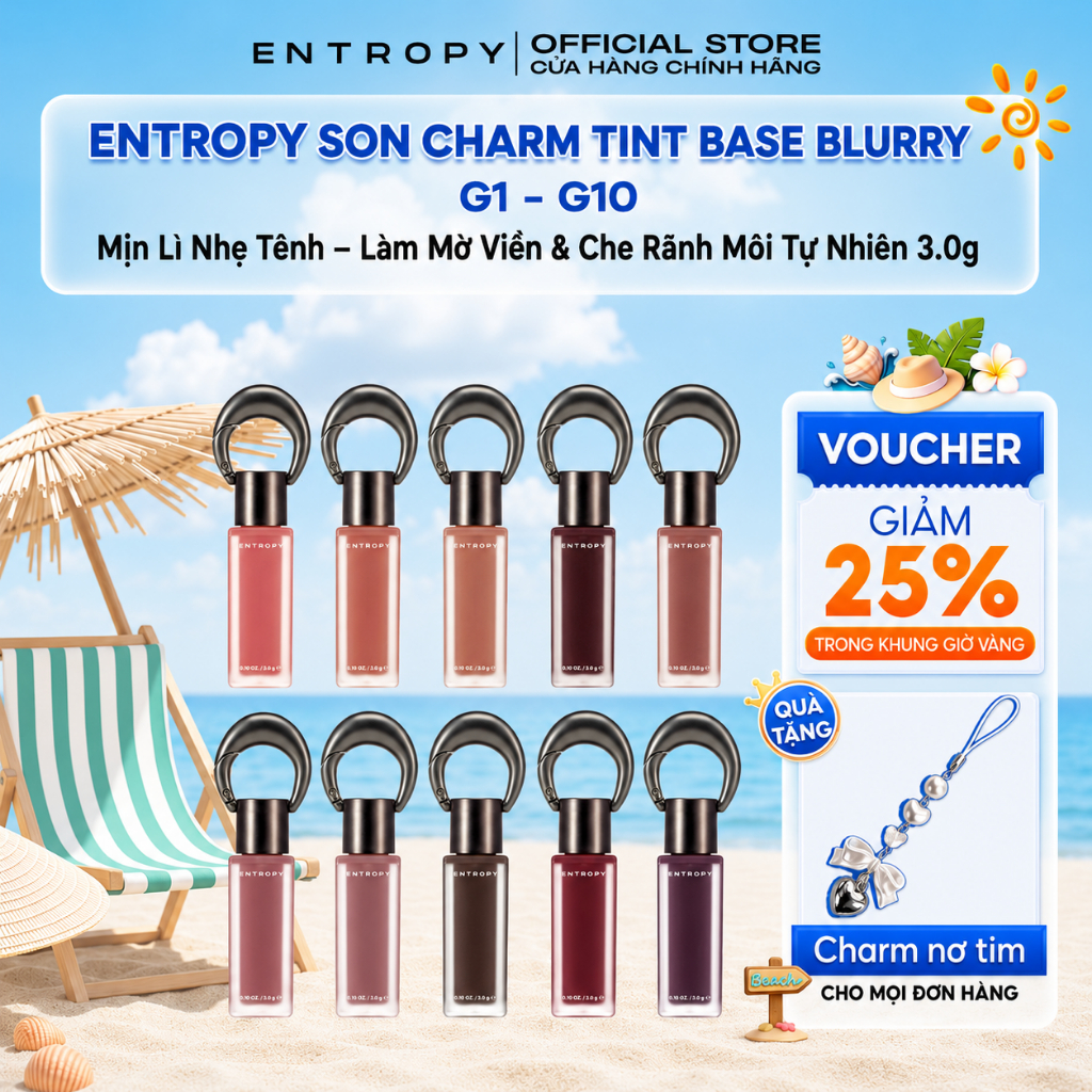 Entropy Son Charm Tint Base Blurry Mịn Lì Nhẹ Tênh – Làm Mờ Viền & Che Rãnh Môi Tự Nhiên 3.0g