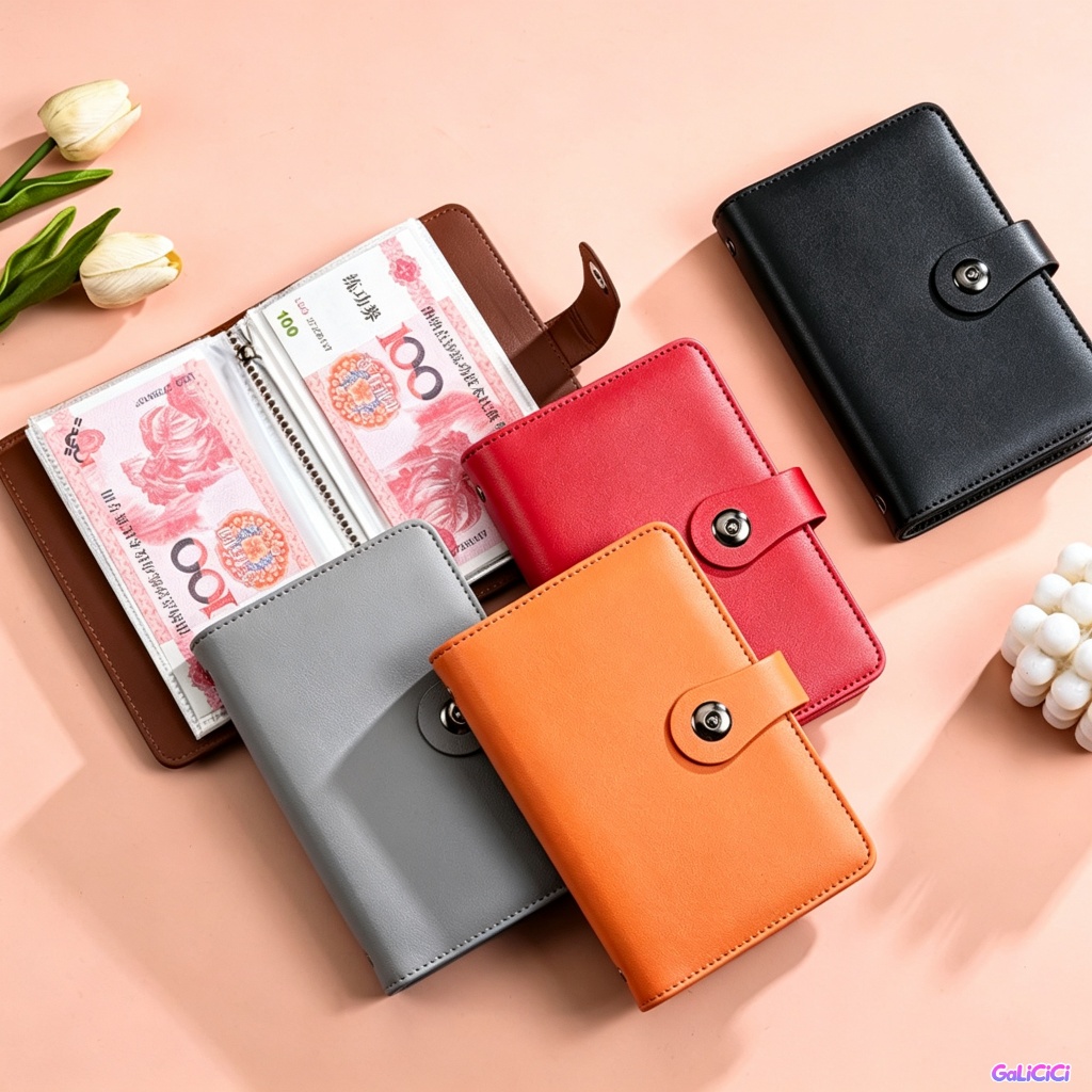 Sổ Thử Thách Tiết Kiệm 100 Ngày | 100 Bao Thơ Da PU A6 | Ngăn Đựng Tiền Mặt, Phong Bì Tiết Kiệm