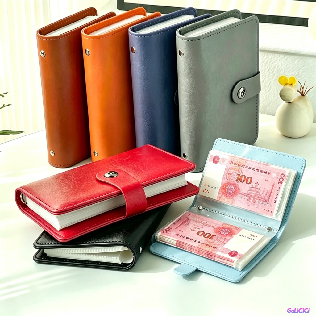 Sổ Thử Thách Tiết Kiệm 100 Ngày | 100 Bao Thơ Da PU A6 | Ngăn Đựng Tiền Mặt, Phong Bì Tiết Kiệm