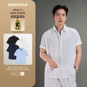 Áo Sơ Mi Ngắn Tay Dinoman x Yumi Chất Liệu Vải Cotton Thấm Hút Tốt Mềm Mại Form Over Size Basic Trẻ Trung - SM015