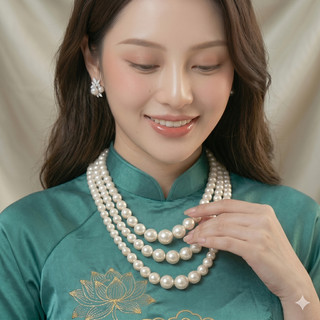 [ DAISYN ] n733 chuỗi hạt 3 tầng ngọc trai mang áo dài 3 sợi ngọc trai nhân tạo sang trọng cho nữ