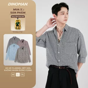 Áo Kẻ Flannel DINOMAN Dệt Mịn Không Nhăn Đứng Form Thoáng Mát Phong Cách Trẻ Trung Năng Động SM024