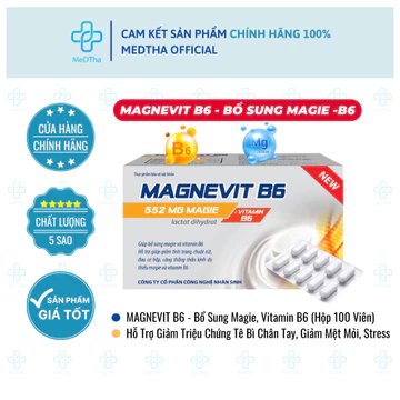 MAGNEVIT B6 - Bổ Sung Magie, Vitamin B6, Giảm Chuột Rút Đau Cơ Căng Thẳng Thần Kinh Suy Nhược 100V