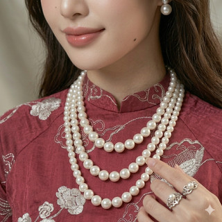 [ DAISYN ] n733 chuỗi hạt 3 tầng ngọc trai mang áo dài 3 sợi ngọc trai nhân tạo sang trọng cho nữ