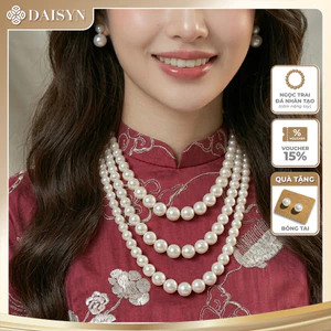 n733 chuỗi hạt 3 tầng ngọc trai mang áo dài 3 sợi ngọc trai nhân tạo sang trọng cho nữ