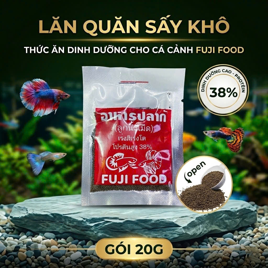 LĂN QUĂN SẤY KHÔ THỨC ĂN CHO DINH DƯỠNG CHO CÁ CẢNH FUJI FOOD GÓI 20G