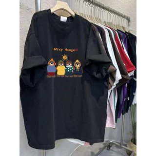 Áo thun tay lỡ chất cotton su form rộng tay lỡ - bốn chú gấu sưới nắng