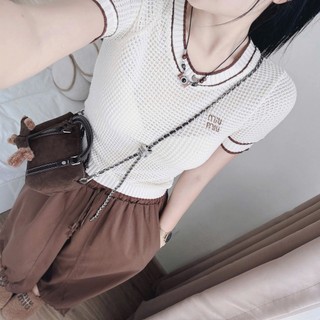 Set Bộ Nữ Vintage Áo Len Dệt Kim Tay Ngắn Phối Quần Baggy Bo Gấu, Set Hàn Quốc Tiểu Thư Hot Trend