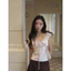 WGWE | Áo kiểu lụa Cổ vuông Dây Rút Tôn Dáng, Croptop Ôm Body Phong Cách Hàn Quốc – W10064#