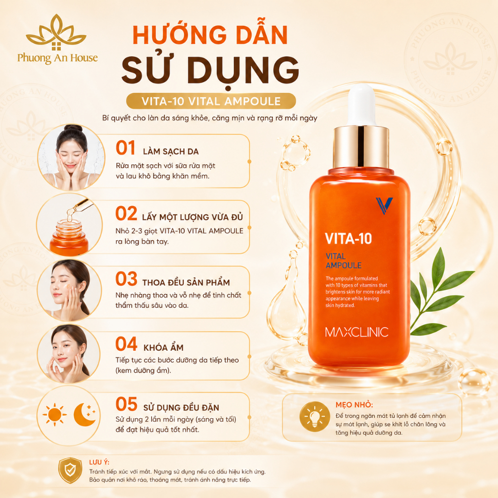 Serum Vitamin C Maxclinic Vita-10 Vital Ampoule 100ml Dưỡng Sáng Da Mờ Thâm Đều Màu Da