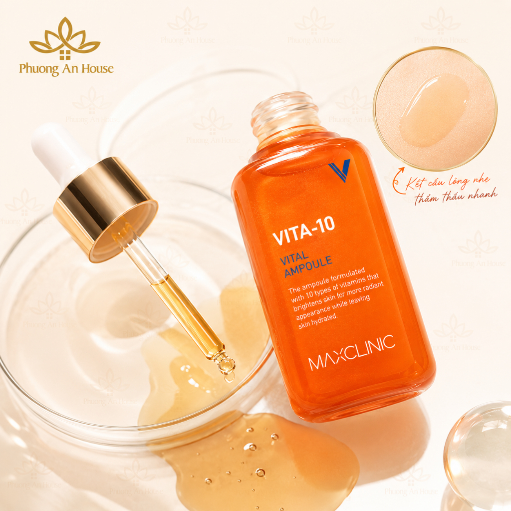 Serum Vitamin C Maxclinic Vita-10 Vital Ampoule 100ml Dưỡng Sáng Da Mờ Thâm Đều Màu Da