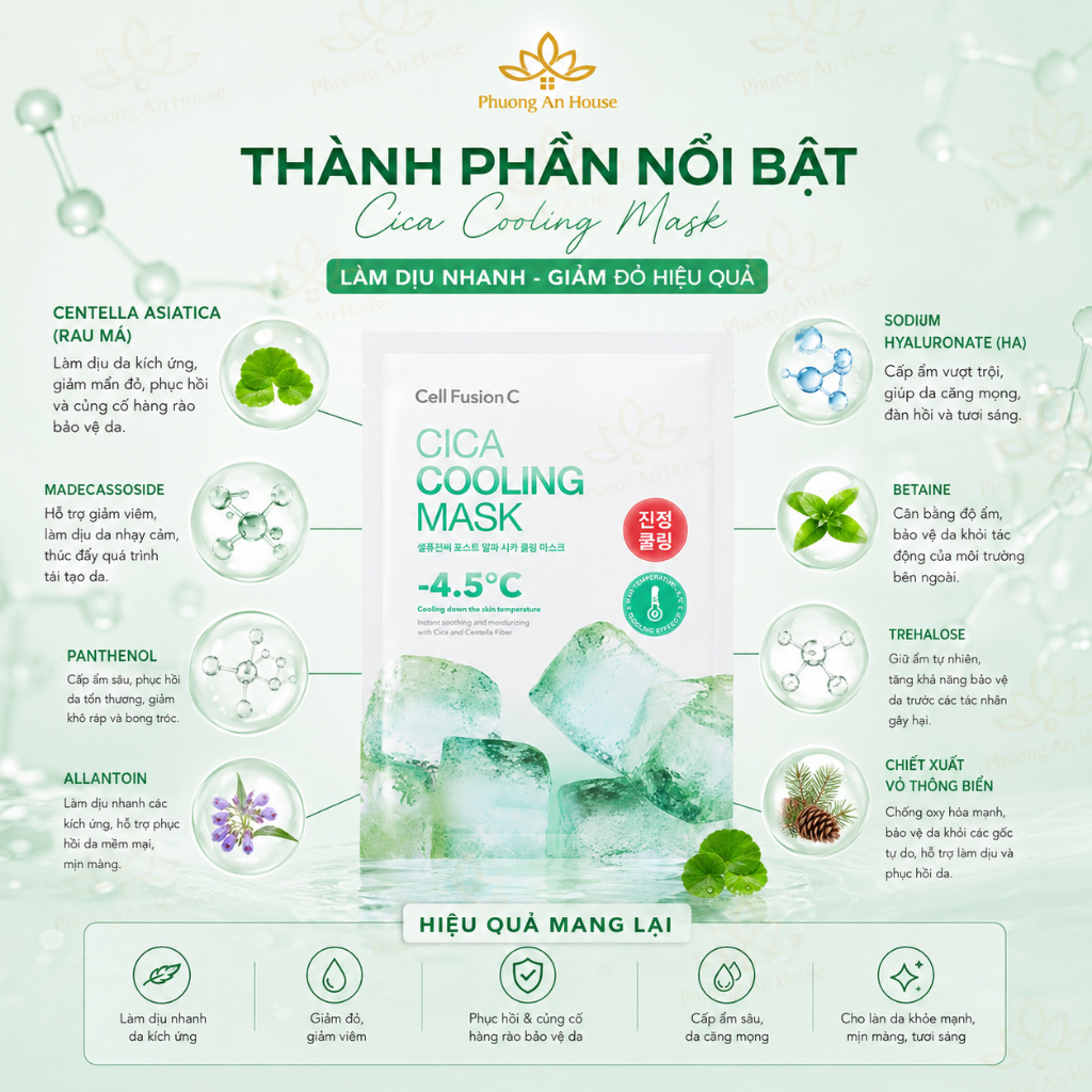 Mặt Nạ Cell Fusion C Cooling Mask Làm Mát Da Cấp Ẩm Phục Hồi Hàn Quốc | First Cooling & Cica Cooling