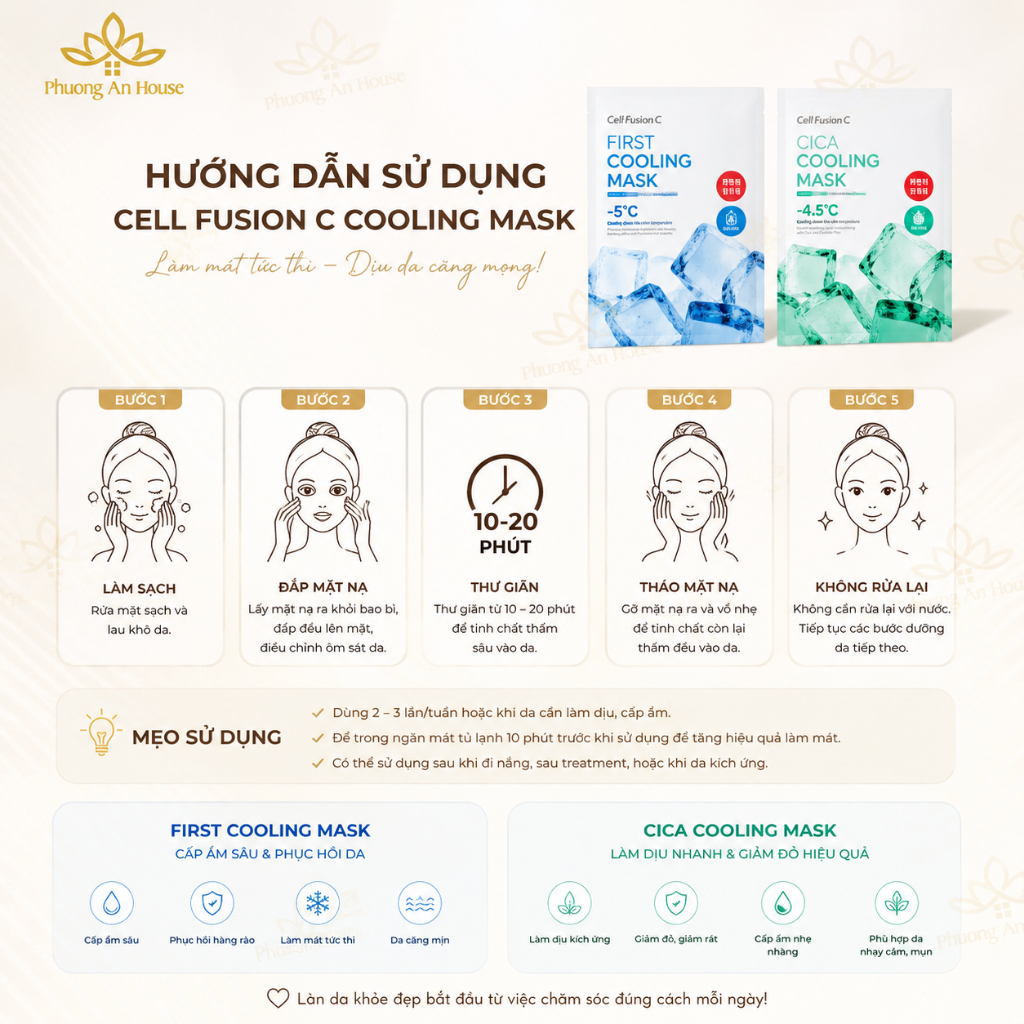 Mặt Nạ Cell Fusion C Cooling Mask Làm Mát Da Cấp Ẩm Phục Hồi Hàn Quốc | First Cooling & Cica Cooling