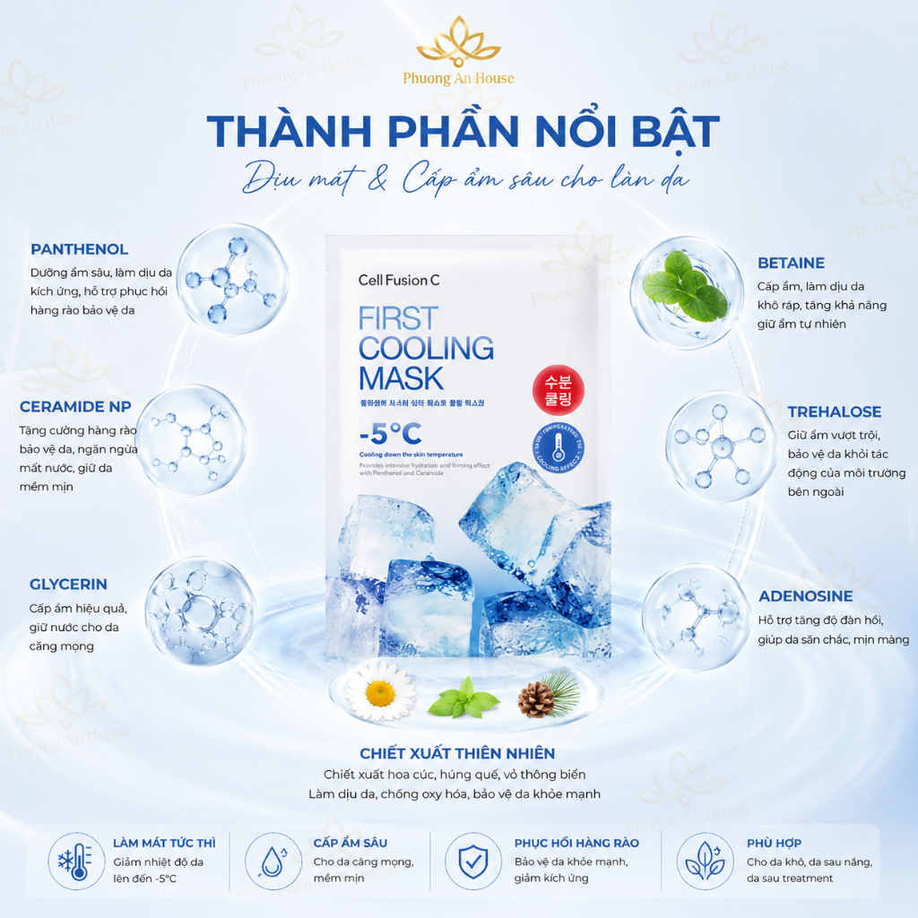 Mặt Nạ Cell Fusion C Cooling Mask Làm Mát Da Cấp Ẩm Phục Hồi Hàn Quốc | First Cooling & Cica Cooling