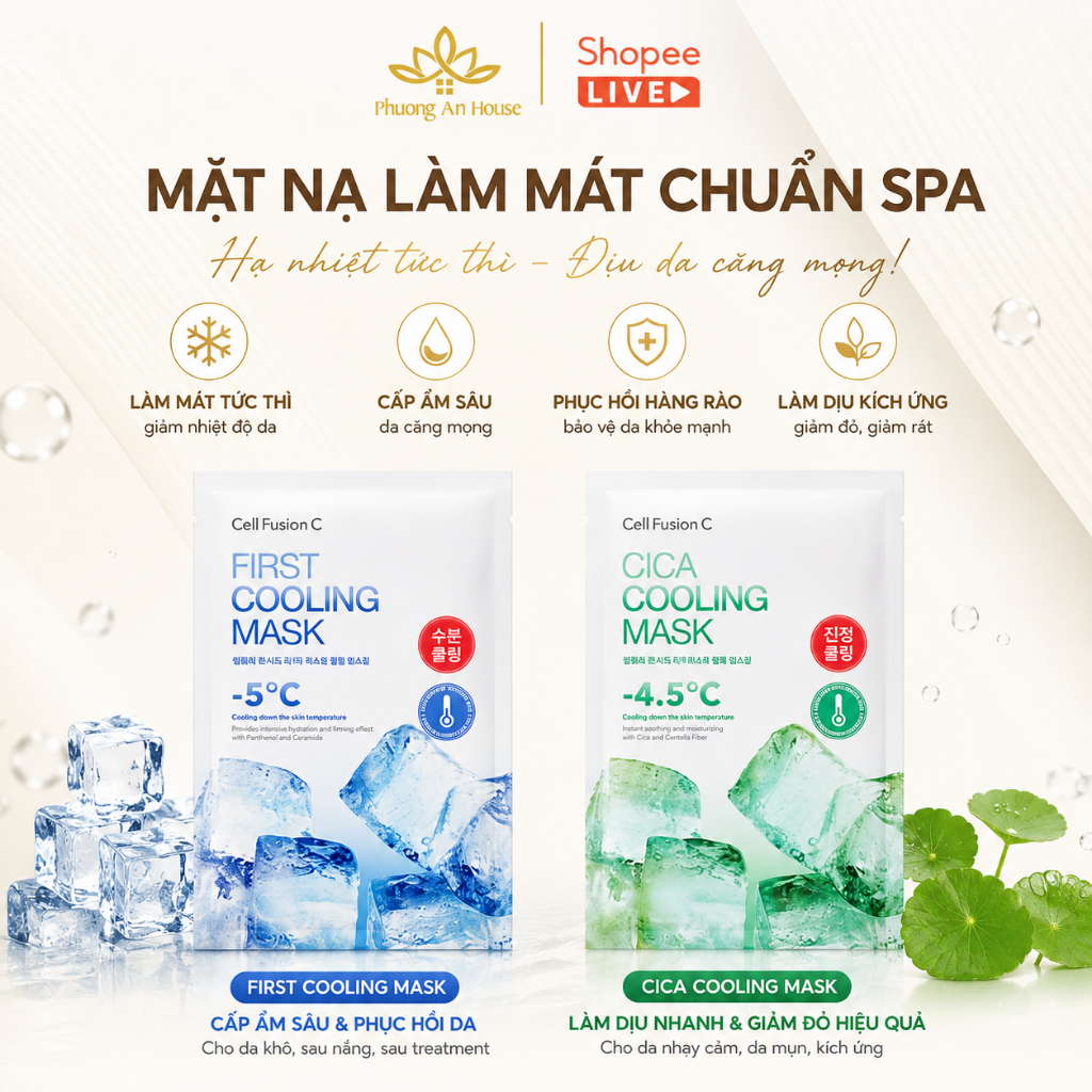 Mặt Nạ Cell Fusion C Cooling Mask Làm Mát Da Cấp Ẩm Phục Hồi Hàn Quốc | First Cooling & Cica Cooling