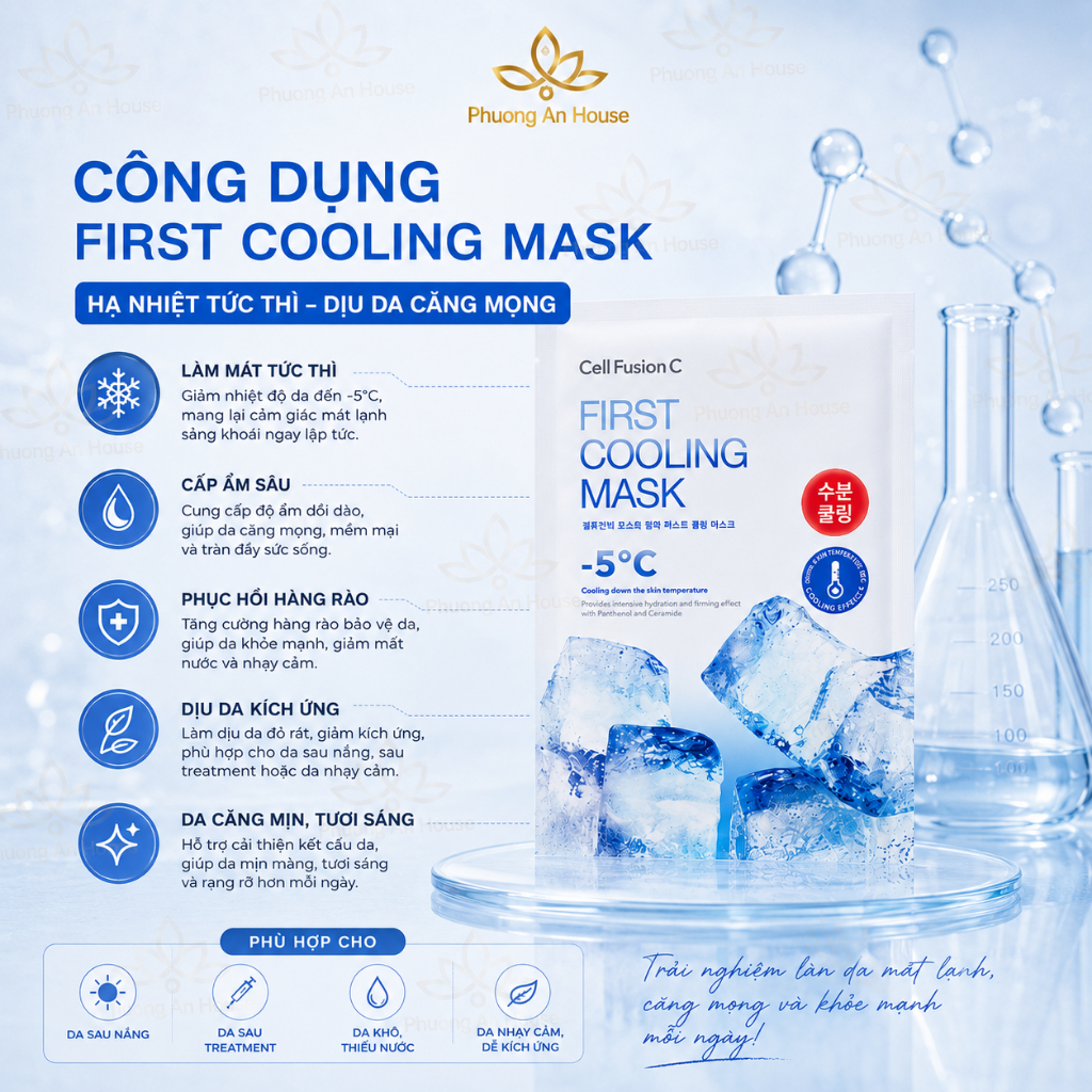 Mặt Nạ Cell Fusion C Cooling Mask Làm Mát Da Cấp Ẩm Phục Hồi Hàn Quốc | First Cooling & Cica Cooling