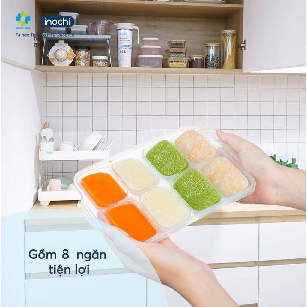 Khay trữ Đông đồ ăn dặm cho bé Amori bảo quản thực phẩm trong tủ lạnh trữ thức ăn cho bé Inochi