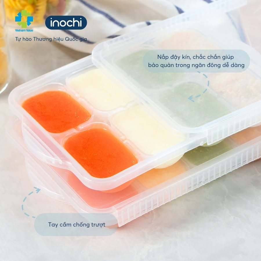 Khay trữ Đông đồ ăn dặm cho bé Amori bảo quản thực phẩm trong tủ lạnh trữ thức ăn cho bé Inochi