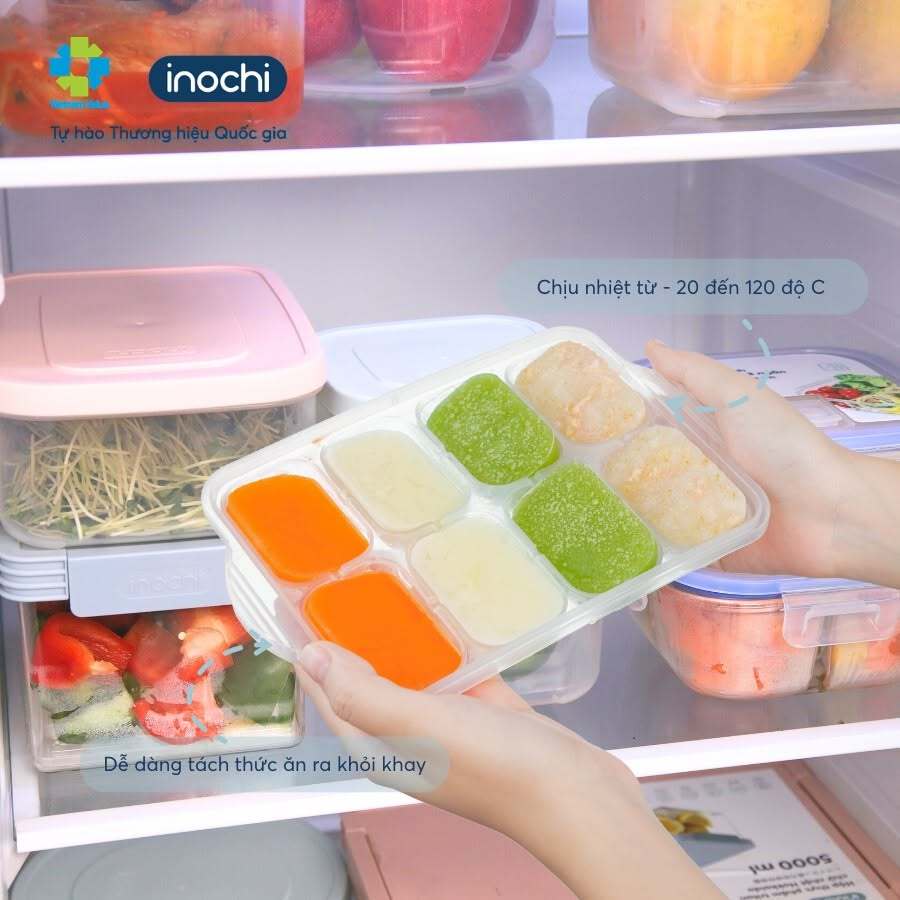 Khay trữ Đông đồ ăn dặm cho bé Amori bảo quản thực phẩm trong tủ lạnh trữ thức ăn cho bé Inochi