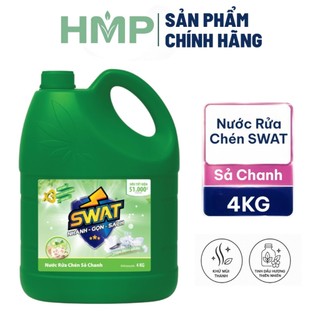 Nước Rửa Chén SWAT Hương Sả Chanh Can 4KG - Công Thức 3X Cải Tiến, Sạch Dầu Mỡ Siêu Nhanh