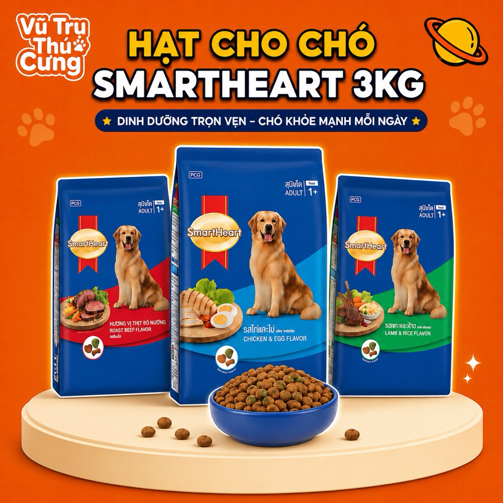 (3Kg) Hạt Cho Chó Trưởng Thành SmartHeart Thái Lan
