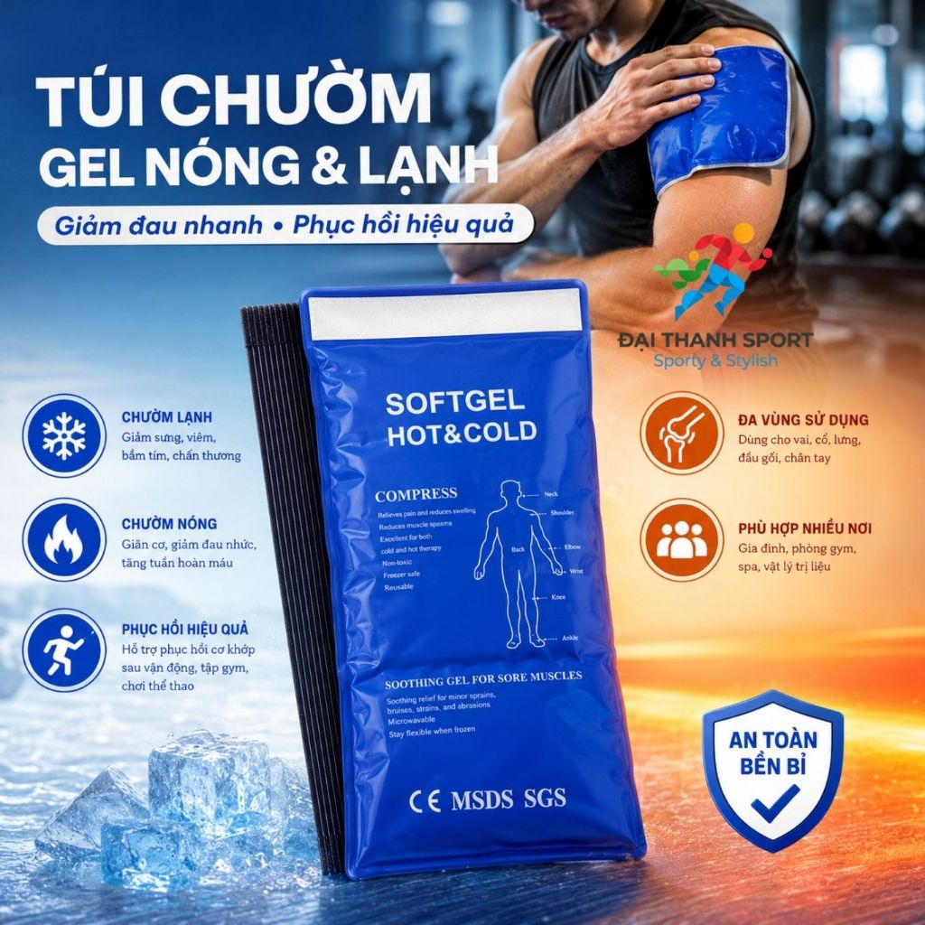 Túi Gel Chườm Nóng Lạnh, Hỗ Trợ Giảm Sưng Chấn Thương Thể Thao, Giữ nhiệt Lâu, Chườm Nóng Chườm Lạnh