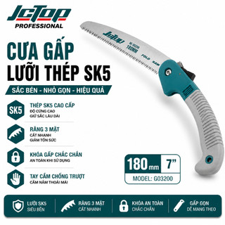 Cưa Gấp Làm Vườn JCTOP GD3200 Lưỡi 180MM Gấp Gọn Dùng Cắt Cành Cây Và Gỗ Nhỏ
