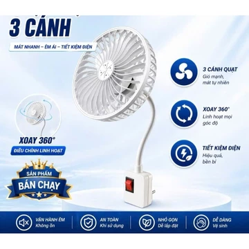 Quạt Mini Treo Tường Có Lồng, Xoay 360 Độ, Quạt Treo Tường Nhà Bếp Nhà Tắm, Quạt Cắm Điện Để Bàn Tiện Lợi