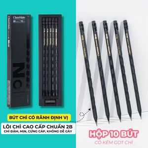 Hộp 10 Bút Chì 2B Định Vị NoiR CLASSMATE Gỗ Đen, Chì Đậm Mịn Không Dễ Gãy Dành Cho Bé Tập Viết, Luyện Chữ PC652