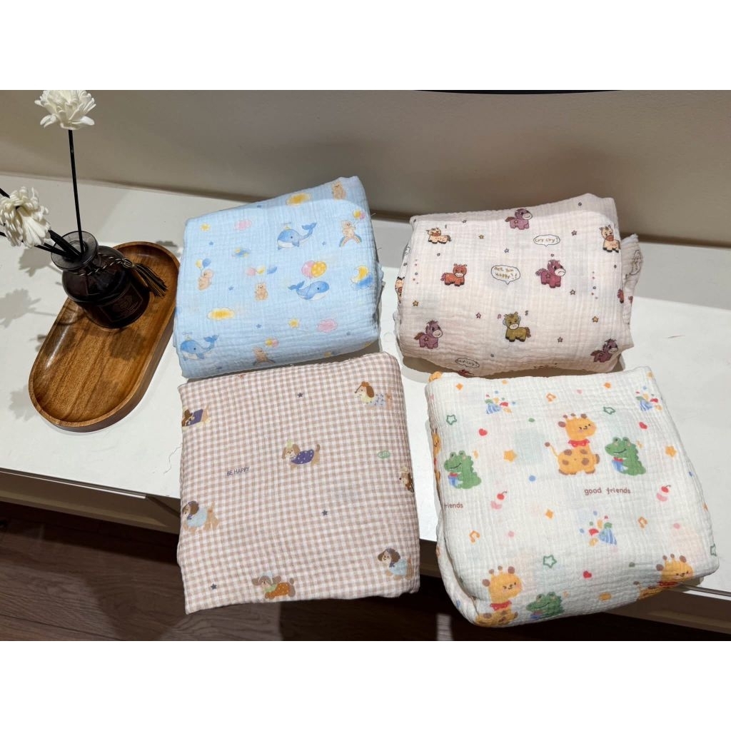 khăn tắm 4 lớp xô musslin mềm mại thâm hụt mẫu ngẫu nhiên