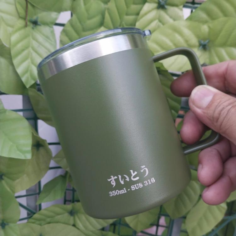 Cốc cafe chuyên nghiệp có coi hàng nhập bãi Japan chưa sử dụng dung tích 350ml lòng cốc Inox 304