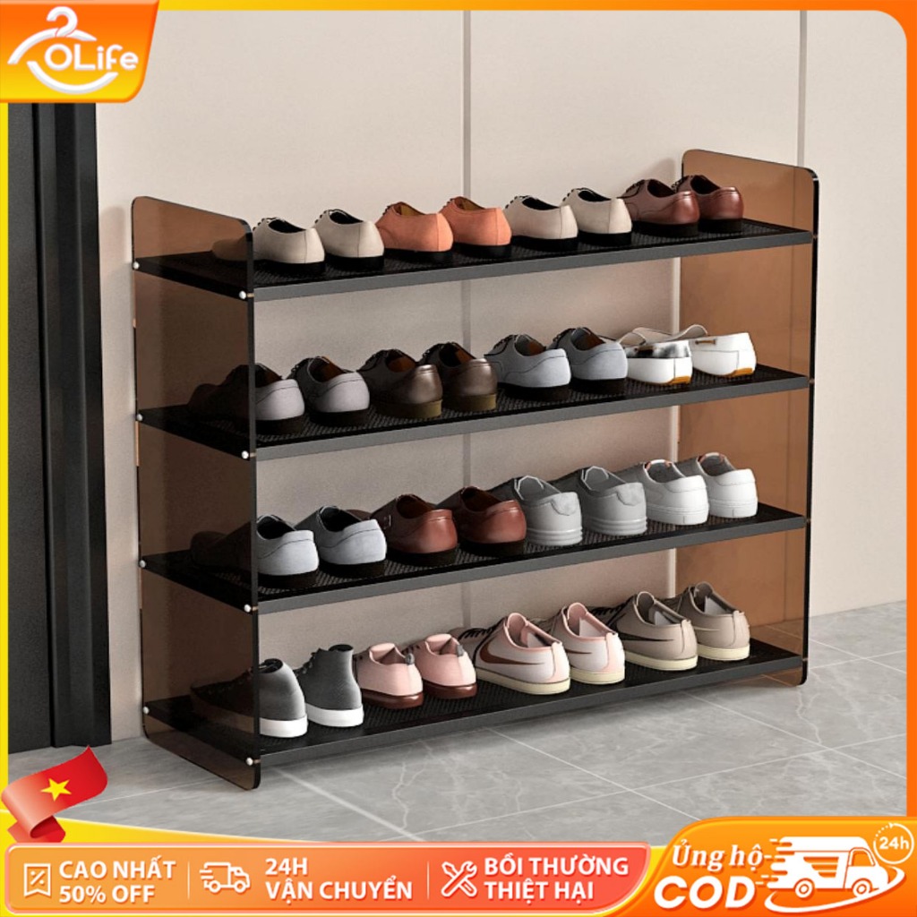 𝐎𝐥𝐢𝐟𝐞 Kệ giày acrylic trong suốt 5tầng lưới sắt chống gỉ Kệ để giày căn hộ nhỏ tiết kiệm không gian Thoáng khí chống mùi