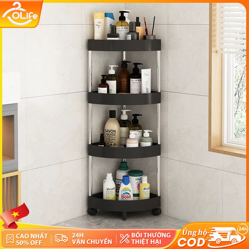 𝐎𝐥𝐢𝐟𝐞 Kệ thông minh Tận dụng góc chết Có bánh xe Khung inox chống gỉ  chắc chắn chịu lực tốt Đa tầng phân loại