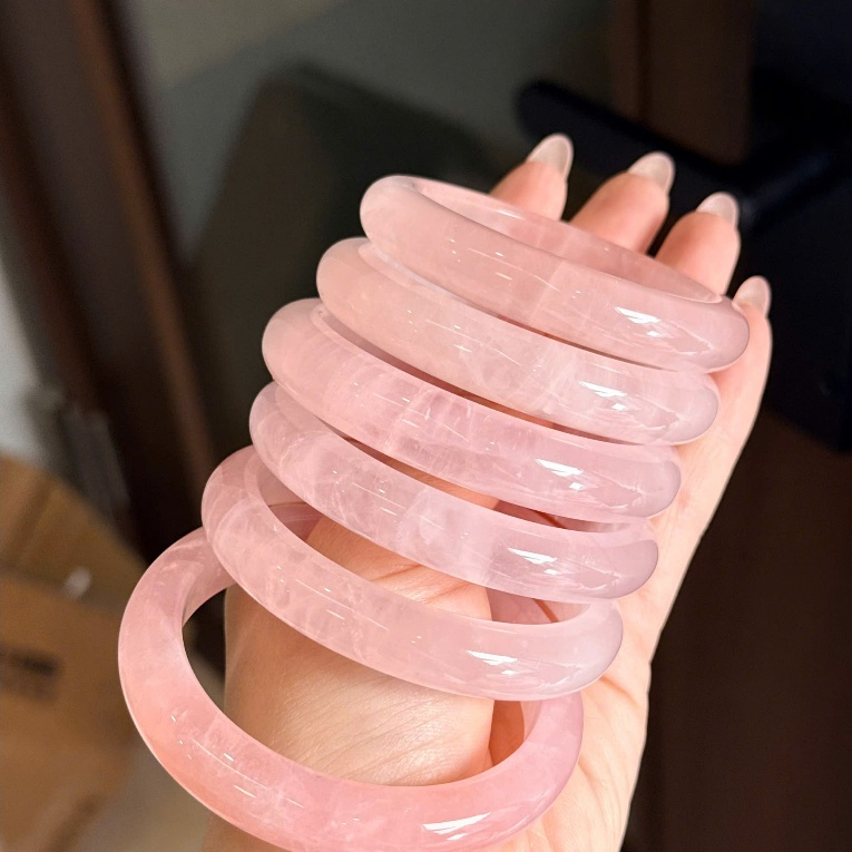 [𝐒𝐀𝐋𝐄] Vòng tay Thạch Anh Hồng bản hẹ trang sức cao cấp bằng đá tự nhiên nguyên khối 𝐊𝐈𝐌 𝐓𝐇À𝐍𝐇 𝐁Ả𝐎