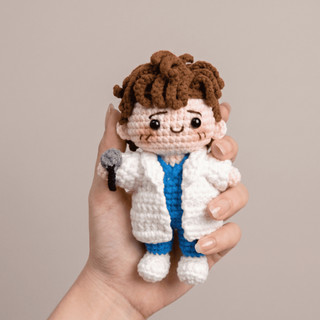 Móc Khóa Len Lendo Nghề Bác Sĩ Giáo Viên Phi Công 12cm Handmade Amigurumi Quà Tặng Phụ Kiện Balo Chìa Khóa Xinh Xắn
