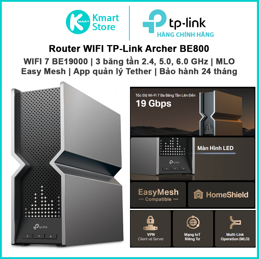 Router WIFI TP-Link Archer BE800 | WIFi 7 / 3 băng tần / WAN Port ...