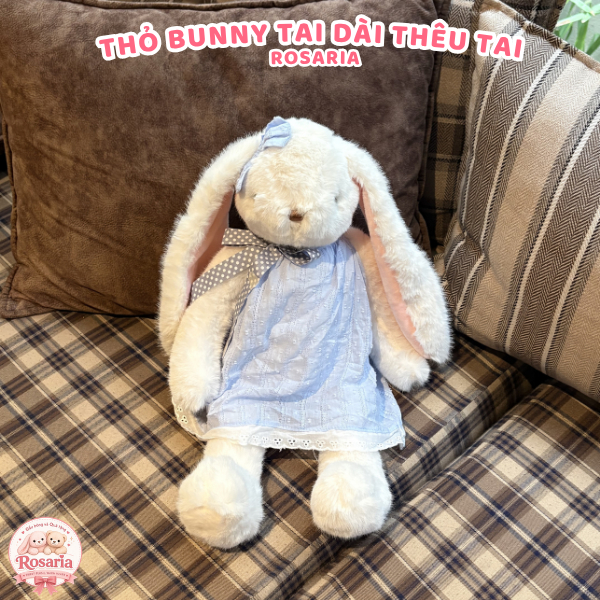Gấu Bông Thỏ Tai Dài Có Thêu Tai Theo Yêu Cầu – Thỏ Bunny Nhồi Bông Siêu Mềm Quà Tặng Dễ Thương
