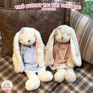 Gấu Bông Thỏ Tai Dài Có Thêu Tai Theo Yêu Cầu – Thỏ Bunny Nhồi Bông Siêu Mềm Quà Tặng Dễ Thương