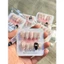 Nailbox hàn quốc, Móng dán style mắt mèo hàn quốc dáng ngắn đính nơ hồng chấm bi đen LEUBOX