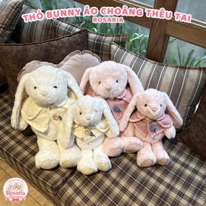 Gấu Bông Thỏ Áo Choàng Thêu Tai Theo Yêu Cầu – Thú Nhồi Bông Thỏ Bunny Siêu Mềm Quà Tặng Dễ Thương