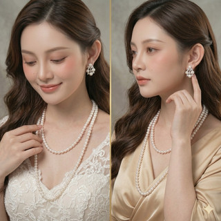 Dây chuyền ngọc trai n853 dáng dài 120cm màu trắng hạt 8li sang trọng cho nữ